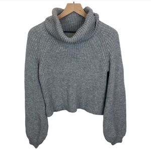 Shein Cowl Neck Chunky Knit Sweater Gray Medium